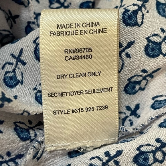 Rebecca Taylor Exclusive blue and white floral blouse women’s size 0 - Picture 7 of 7